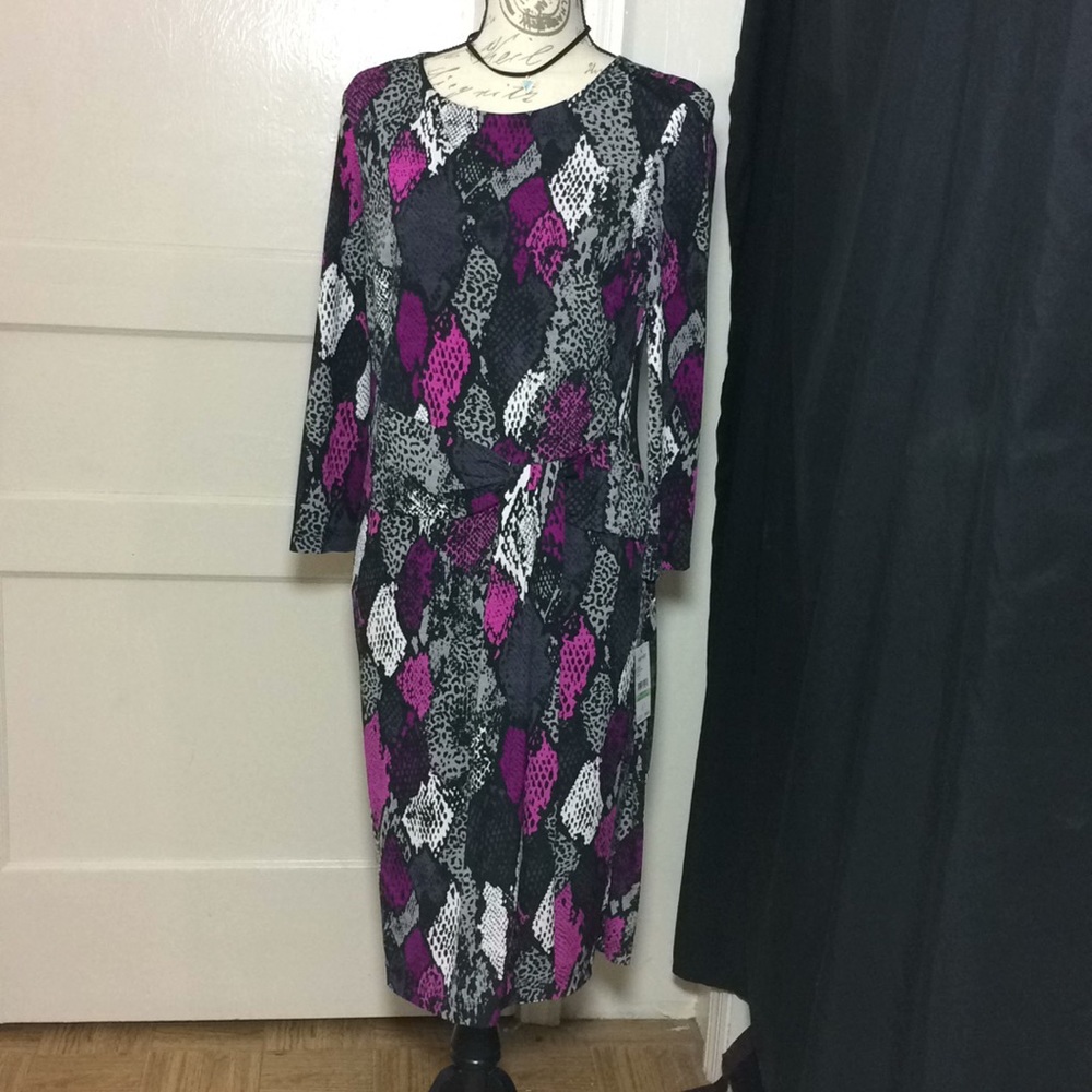 Nine West Snake inspired purple long sleeve dress